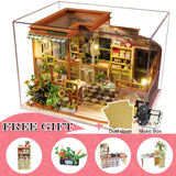 CUTEBEE Kids Toys Dollhouse Kit with Furniture Assemble Wooden Miniature Doll House Diy Dollhouse Puzzle Toys For Children M2011
