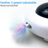Smart Interactive Cat Toy UFO Turntable Automatic Feather Teasing Stick USB Charging Electric Funny Cat Toys Pet Supplies