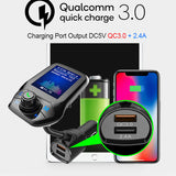 LCD Hands Free Car Kit Bluetooth FM Transmitt Modulator Adapter AUX TF Slot Coche QC3.0 USB Charger mp3 Music Player