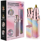 2 IN 1 Rechargeable Electric Eyebrow Trimmer Epilator Female Body Facial Lipstick Shape Hair Removal Mini Painless Razor Shaver
