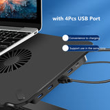 Multifunction Laptop Stand with Cooling Fan + 4Pcs USB Port, Height Adjustable Lapdesk Desktop Orangizer Tablets Holder