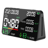 Air Quality Detector CO2 Tester with Carbon Dioxide TVOC HCHO Value Electricity Quantity Temperature Humidity Display Function