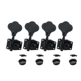 Tooyful Guitar Accessory 4Pcs Right Handed Machine Head Tuners Tuning Pegs Club Button Black Set Christmas Gift for Bass Guitar