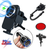 2 in 1 Design 10W Qi Fast Charging Wireless Car Charger Auto Clamping Car Mount Windshield Dashboard Air Vent Phone Holder