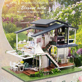 DIY Miniature Doll House Furniture Kits Wood Romantic Modern Villa Cottage Puzzle Playset Self Assembled for Girls