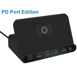60W Multi USB Fast Charger, Quick Charge QC3.0 Wireless Charger for Iphone 8 11 Pro for Samsung S20 EU Plug