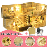 CUTEBEE DIY Dollhouse kit Wooden Doll House Miniature House Furniture Kit Toys for children Christmas Gift TD32