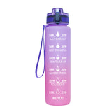 1L Motivational Sports Water Bottle Leakproof Flip Top Water Bottle with Time Marker and Removable Strainer for Sports Workout