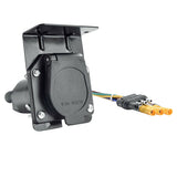 12V 7 Pin Round Trailer Plug 7 Way Socket Adapter Wiring Connector Tow Bar Socket RV yachts with Bracket for American (Black)