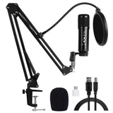 USB Microphone for Computer Kit Streaming Condenser Microphone Kit with Arm Stand,Noise Reduction,Plug&Play,for Game,Etc