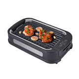 Tabletop Digital Instant Indoor Portable Charcoal Smokeless Electric Barbecue Grill With Compact Tempered Glass Lid Non-stick