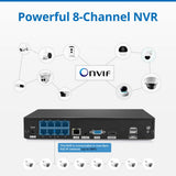 8ch 5MP POE Kit H.264+ NVR CCTV Security System Outdoor Waterproof 2MP IR IP Camera with Mic Audio Record Surveillance SANNCE