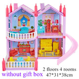 Princess Big Villa DIY Dollhouses casa muñecas Pink Castle Play House With Slide Yard Kit Assembled Doll House Toys