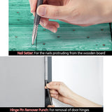 Spring Nail Tool Solid Carpenter Pencil Set, 2Pcs Pencil With 12 Refills And Hammerless Nail Remover Hinge Pin Punch Set