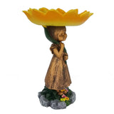 Patio Weatherproof Craft Bowls Yard Home Decor Handmade Feeder Resin Ornament Garden Bird Bath Sunflower Girl Statue Lawn