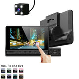 1080P Car DVR 3 Camera Lens Dashcam 1080P HD 4 Inch Touch Screen Auto Video Recorder Front Rear View 24h Vehicle Black Box