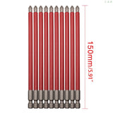 10pcs PH2 150mm Power Drill Bit Set Long Reach Non Slip 1/4'' Hex Screwdriver
