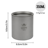350ml Titanium Cup with Lid Lightweight Camping Water Cup for Backpacking Camping Fishing