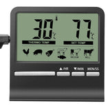 Digital Kitchen Thermometer Large LCD Display Long Probe for Grill Oven Food Meat Cooking Temperature Alarm Timer Measuring Tool