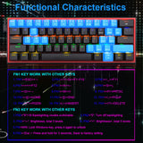 K617 Rainbow USB Mini Mechanical Gaming Keyboard Blue Switch 61 Keys Wired detachable cable,portable for travel