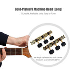 Alice AO-020HV3P Classical Guitar Tuning Key 1Pair(Left + Right)  Gold /Black Plated Peg Tuner Machine Head(long) String Tuner