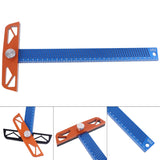 300/400mm Hole Ruler Aluminum Alloy T Type Square Gauge Adjustable Angle Woodworking Scriber Marking Ruler Line Scribing