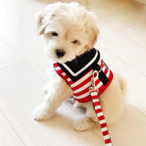 CN Adjustable Dog Collar Harness Leash Creative Navy Suit Style Chest Strap Secure Traction Rope for Small Medium Dogs Cats