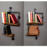 Retro bookshelf American room multi function wall storage wall shelf iron solid wood partition water pipe shelves bathroom rocks
