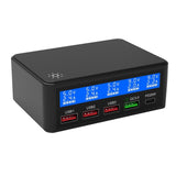 USB Multi-Port Charger HD LCD Intelligent Digital Display Compatible With Various Electronic Devices 65W (EU Plug)