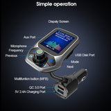 LCD Hands Free Car Kit Bluetooth FM Transmitt Modulator Adapter AUX TF Slot Coche QC3.0 USB Charger mp3 Music Player