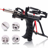 Powerful Slingshot with Wrist Rest Hunting Fishing Shooting Darts Steel Balls Laser Slingshot Stainless Steel Catapult Outdoor