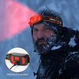 LED Headlight Wide Beam Headlight Bright COB LED Headlight with 3 Light Modes for Fishing Running and Camping