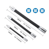 3Pcs/.set 1/4"-3/8"-1/2" Electric Wrench Elastic Rod Set Universal Flexible Shaft Sleeve Extension Rod Bendable Flexible Shaft