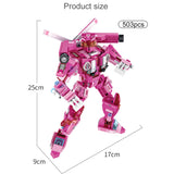 503Pcs 4 IN 1Rescue Police Deformation Robot Mech Building Blocks City Ambulance Emergency Aircraft Bricks Toys Gifts Children