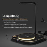 15W Wireless Charger Table Lamp Stand For Iphone 13 12 11 Pro Max Fast Charging Station For Apple Watch