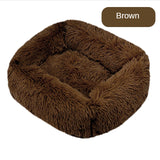 Pet Beds Long Plush Dog Bed Square Solid Color Puppy Beds Mat for Little Medium Large Pets Supplies Winter Warm Bed Cat Cushions