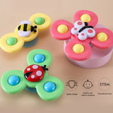 3pcs Baby Rattle Spinning Top Figet Fingers Toys Table Sucker Gameplay Kids Toy Children's Flower Fingertip Spinning Top Toy