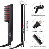 2021 Hair Straightener Brush Electric Hot Comb Straightening LCD Display Hair Iron Heating Comb Straightener Men Beard Brush