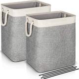 Laundry Basket with Handles 2 Pack, Collapsible Linen Laundry Hampers Built-in Lining with Detachable Brackets