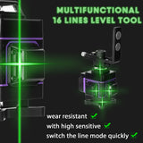 KKmoon 16 Lines Level Tool Vertical Horizontal Line 3° Self-leveling with 1.5M 3 Heights Adjustable Alloy Extension Bar
