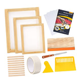 Screen Printing Starter kit Wood Silk Screen Printing Frame with Squeegees Tool for DIY T-shirts Clothes Bags