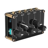 Mini Stereo 4 Channel Line Mixer Low Noise Professional 4 Channel Passive Mixer for Mixing Instrument CD Player Computer