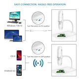 1080P Wireless WiFi Microscope Digital Microscope Portable USB Microscopes With Arm Stand And USB Cable 50X-1000X Adjustable
