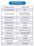 2022 3D printer Dual Extruder 3D printer X -pro 4.3 Inch Touch Screen wifi/lan connection 200*150*150mm print facesheild