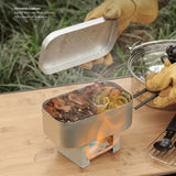 Mini Folding Camping Stove Lunch Box Steaming Rack Bowl Combo Set for Picnic Camping Hiking Fishing Mountaineering