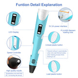 3D Pen Screen DIY 3D Printing Pen With ABS PLA Filament Creative Toy Gift 3 D Printer Pen Drawing For Kids Christmas Birthday