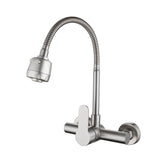 Wall Mounted Kitchen Faucet Stream Sprayer Sink Faucet 360 Degree Swivel Flexible Hose Double Holes Cold And Hot Water Mixer Tap