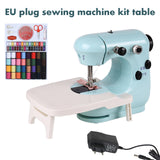 INNE Mini Sewing Machine Manual Portable Needlework Electric Household With Night Light Foot Pedal Table Two Thread Kit Simple
