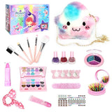 Kid Makeup Toy Mini Cosmetic Lipstick Eyeshadow Nail Gel Beauty Set Portable Cosmetic Bag Little Girls Princess Birthday Gift