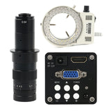 14MP 1080P HDMI VGA Video Microscope Camera + 130X 180x 300x Adjustable Zoom C Mount Lens + 56 LED Ring Light For PCB Soldering
